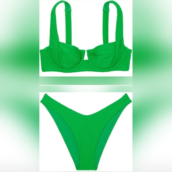 34C/M VS Swim Full Coverage Bikini Top Brazilian Bikini Set Green - Picture 1 of 8
